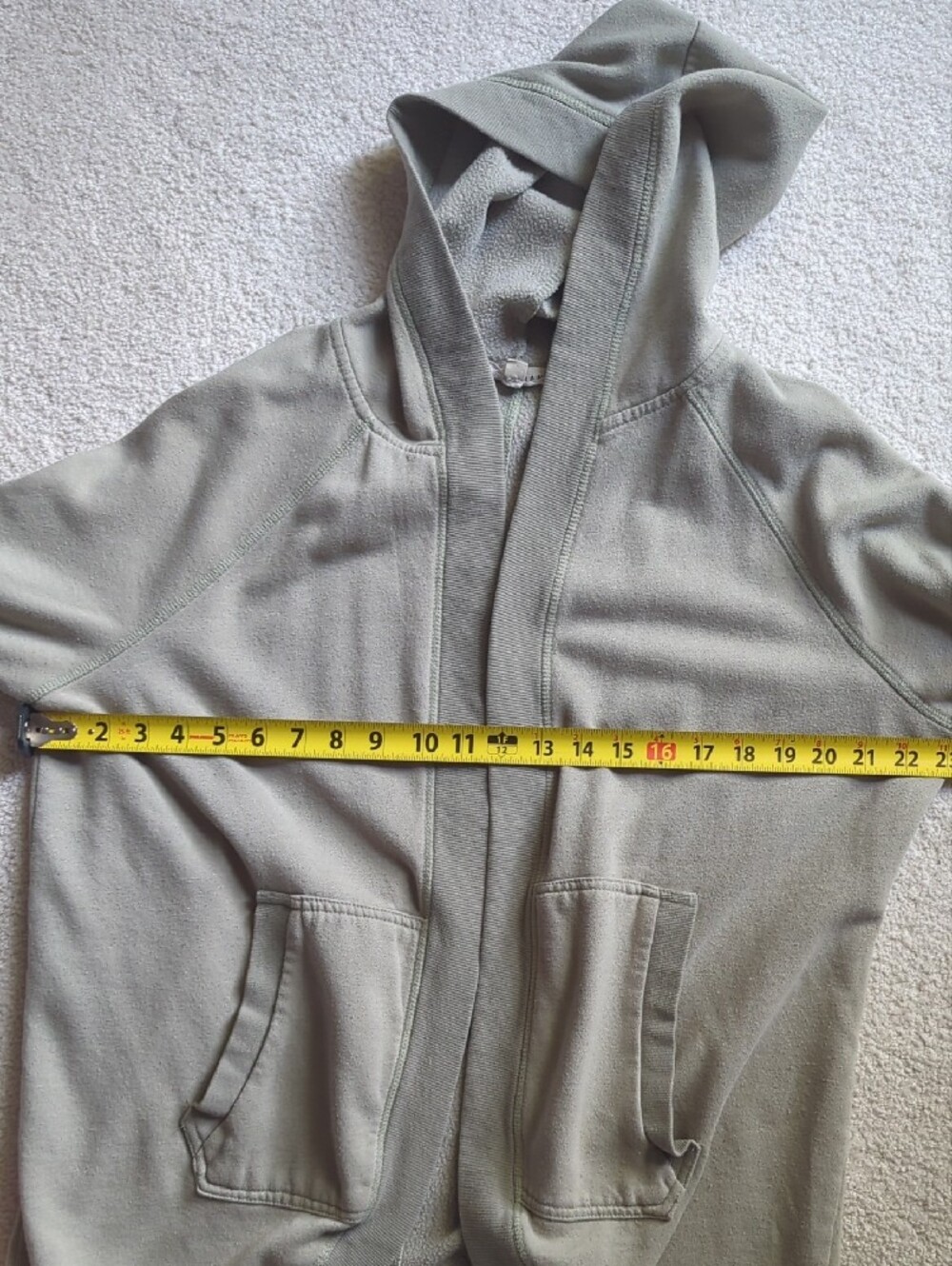 3 For $30. Olive & Oak Hooded Open-Front Sweatshirt Jacket in Light Green - Picture 7 of 8